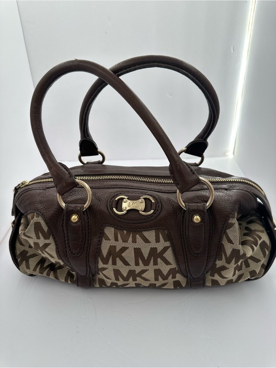 Michael Kors Handbags - Vintage Michael Kors Brown MK Monogram Leather Satchel Bag Y2K Shoulder Purse